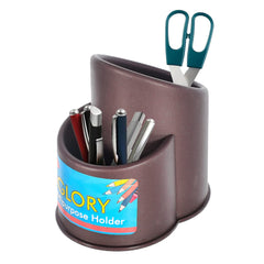 Heart Home 2 Section Multipurpose Plastic Stand, Holder, Organizer For Stationary, Cutlery, Cosmetics- Pack of 2 (Black)-46HH0413
