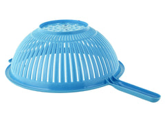 Heart Home Multifunctional Plastic Drain Strainer, Colander, Washing Basket for Home Kitchen Supplies With Handle (Blue)-50HH01833