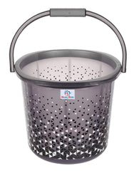 Heart Home Unbreakable Plastic Triangle Print Bucket for Home & Bathing with Handle 18 LTR Pack of 2 (Black) 54HH3937.