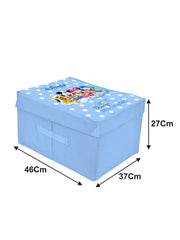 Kuber Industries Disney Kids Team Mickey Print Non Woven Fabric Storage Box|Wardrobe Organiser with Lid & Handles|Extra Large 46 x 35 x 27 CM (Royal Blue)- KUBMART16321