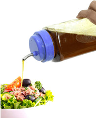 Kuber Industries 600 ML Transparent Olive Oil Dispenser, Oil Container With Stainless Steel Spout- Pack of 2 (Grey)