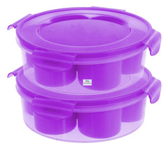 Heart Home Food Grade, Leakproof, Dishwasher Safe Plastic Masala Box, Spice Container with 7 Containers & Tranasparent Lock Lid- Pack of 2 (Purple)-HS43HEARTH25874