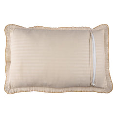 Heart Home Pillow Cover | Cotton Pillow Cover Set | Cushion Pillow Cover Set | Pillow Cover Set for Bedroom | Lining Embroidery Pillow Cover Set | 2 Piece Set | Beige