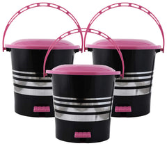 Kuber Industries 3 Pieces Plastic Dustbin Garbage Bin with Handle,5 Liters (Pink) -CTKTC37973