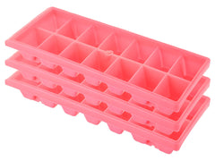 Kuber Industries BPA Free Easy Release Ice Cube Tray/Bin/Box Set with 14 Section- Pack of 3 (Pink)-HS43KUBMART25774