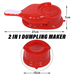 Kuber Industries Dumpling Maker | Plastic 2 in 1 Kitchen Dumpling Making Tool | Momos Maker Machine | Gujiya Maker | Manual Dumpling Maker | Red