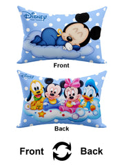 Kuber Industries Disney Printed Toddler Kids Pillow Silky Soft Microfiber Polyester, Perfect for Travel,Toddler Cot,12"x18" (Sky Blue)-Pack of 4-KUBMART15820