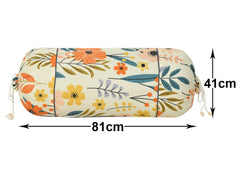 Kuber Industries Flower Printed Cotton Bolster Cover- Set of 4, 16"x32" (Brown & White)-44KM0143