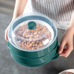 Kuber Industries Microwave Oven Steamer With Handle & Lid (1 Cover +3 Box +1 Base) | Green