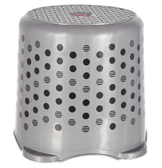 Heart Home Comfy Stool Dot Printed Anti-Slip Plastic Stool for Bathroom, Kitchen, Bedroom, Toy Room and Living Room (Grey)-46HH0156