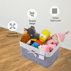 Homestic Pack of 4 Bamboo Storage Basket With Liner|Fodable Storage Organizer|Box For Cloth, Toiletry, Bathroom|Capacity 12.9L, 6L, 3L, 3.3L|GREY|