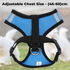 Kuber Industries Adjustable No-Pull & No-Choke , Breathable, Comfortable Dog Harness and Leash Set - Large- Blue