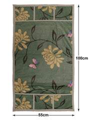 Kuber Industries Floral Print PVC Fridge Top Cover with 6 Utility Side Pockets (Green)