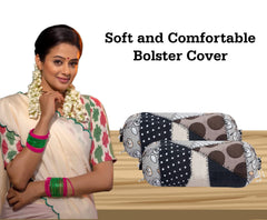 Kuber Industries Bolster Cover|Soft Cotton Bolster Cover Set|Diwan Round Bolster Pillow Covers|Luxurious Circle Print Roll Masand Cover|16x32 Inch|Pack of 2 (Gray)