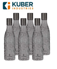 Kuber Industries BPA-Free Plastic Water Bottle | Leak Proof, Firm Grip, 100% Food Grade Plastic Bottles |For Home, Office, School & Gym|Unbreakable, Freezer Proof, Fridge Water Bottle|Pack of 6-Black