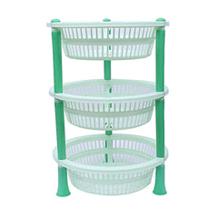 Kuber industries Plastic 2 Pieces 3 Layer Multi-Purpose Kitchen Storage Basket Rack (Green)-CTKTC25184