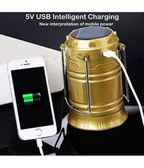 Kuber Industries 2 Piece Solar Lantern Emergency Light LED Rechargeable Torch with USB Mobile Charging Point and 2 Power Source Solar (Gold & Blue)-CTKTC022907