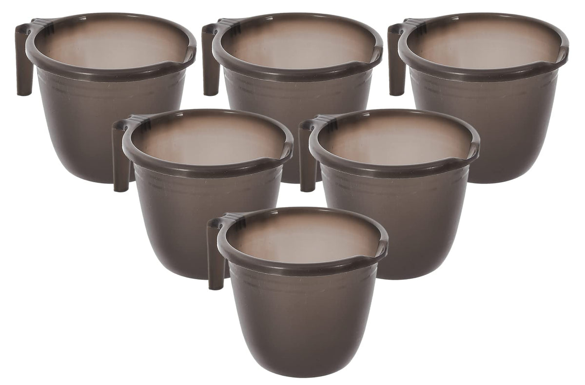 Kuber Industries Plastic Bathroom Mug 1 Litre Pack of 6 (Black)-46KM0219