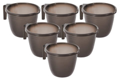 Kuber Industries Plastic Bathroom Mug 1 Litre Pack of 6 (Black)-46KM0219