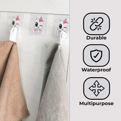 Kuber Industries Hooks For Wall|Durable & Rust-Proof|Self Adhesive Hook|Multipurpose Hooks for Bathroom, Kitchen|Pack of 5|Transparent