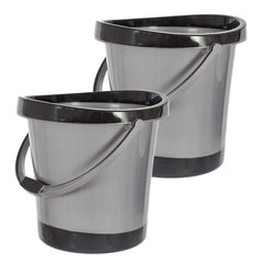 Heart Home Multiuses Plastic Bucket With Handle, 18 litre- Pack of 2 (Grey)-46HH0363