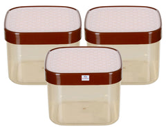 Heart Home Check Deisgn Lid Food Grade BPA Free Plastic Kitchen Container Set,1200ml, Set of 3 (White)