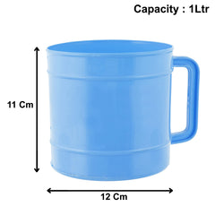 Heart Home Plastic Bathroom Mug, 1 Ltr., Pack of 4 (Blue)