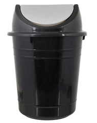 Kuber Industries Plastic 2 Pieces Medium Size Swing Lid Garbage Waste Dustbin for Home & Kitchen for Home, Office, Factory, 10 Liters (Black & White)-KUBMART10216
