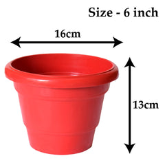 Kuber Industries Solid 2 Layered Plastic Flower Pot|Gamla|Flower Pots for Garden Nursery,Home Décor,6"x5",Pack of 5 (Multicolor)