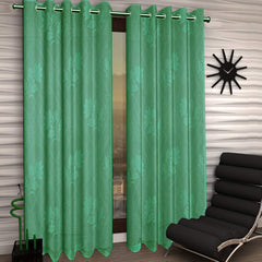 Kuber Industries Cotton 1 Pieces 7 Feet Eyelet Door Curtain (Green) - CTKTC022146