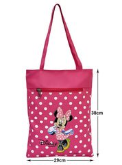 Kuber Industries Polyester Dot Disney Minnie Print Attractive & Foldable Grocery|Shopping|Travel Hand Bag with Front Pocket & Handle, Pack of 2 (Pink)