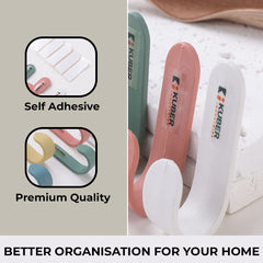 Kuber Industries Sticky Hooks for Wall|Premium PP Build|Durable & Rust-Proof|Self Adhesive Hook for Easy Installation|Multi-Purpose Wall Hooks for Bathroom, Kitchen, Bedroom|Pack of 5|1601|Multicolor
