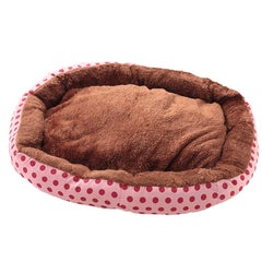 Kuber Industries Dog & Cat Bed|Soft Plush Top Pet Bed|Oxford Cloth Polyester Filling|Medium Washable Dog Bed|Circular Cat Bed with Rise-Edge Pillow|QY039PC-L|Pink & Coffee
