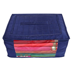 Kuber Industries Designer Saree Cover|Parachute Foldable Clothes For Home & Traveling|With Transparent Window Extra Large, (Navy Blue)