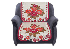 Kuber Industries Cotton Flower Design 5 Seater Sofa Cover with Center Table Cover (Pink & Cream, 7 Pieces, Standard)-CTKTC28733