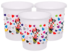 Kuber Industries Disney Team Mickey Print Plastic 3 Pieces Garbage Waste Dustbin/Recycling Bin for Home, Office, Factory, 5 Liters (White) -HS_35_KUBMARTS17343
