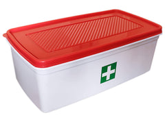 Heart Home Multiuses Plastic Medicine/First Aid Box & Lid- Pack of 2 (Red & White)-50HH01119
