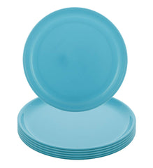 Kuber Industries 6 Pieces Unbreakable Round Plastic Microwave Safe Dinner Plates (Green) - CTKTC034609