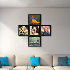 Kuber Industries Collage Photo Frame For Living Room, Wall Set of 5 (Black) Size: 10X8-2 Pc, 8X8-3 Pc.