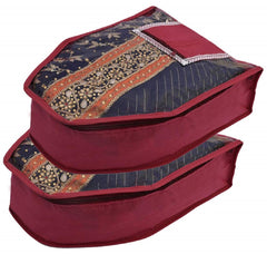 Kuber Industries 2 Piece Non Woven Blouse Cover with Front Transparent Window with Attached Pocket Set (Maroon)