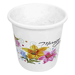 Kuber Industries Printed 2 Pieces Plastic Bathroom Dustbin & Stool Set (White)