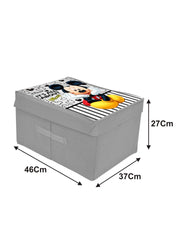 Kuber Industries Disney Mickey Print Non Woven Fabric Foldable Saree,Shirt Cover Storage Organizer Box with With Lid, Extra Large (Grey)-KUBMART16312