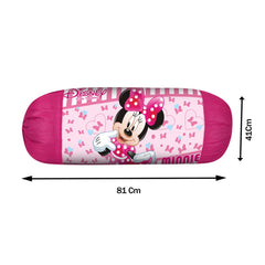 Kuber Industries Disney Minnie Bolster Cover|Polyester Bolster Cover Set|Diwan Round Bolster Pillow Covers|Luxurious Roll Masand Cover|Pack of 6 (Pink)