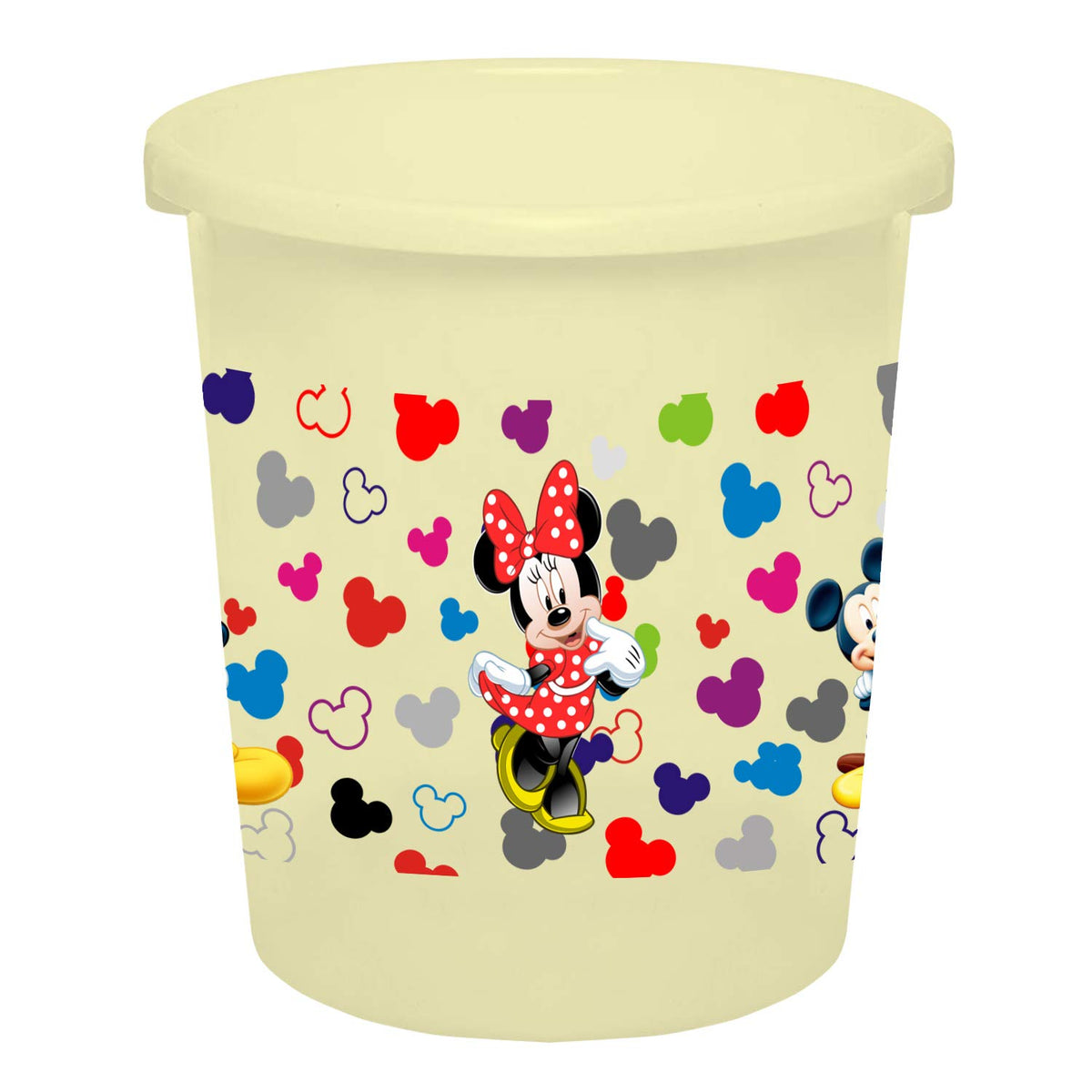 Kuber Industries Disney Team Mickey Print Plastic Garbage Waste Dustbin/Recycling Bin for Home, Office, Factory, 5 Liters (Cream) -HS_35_KUBMARTS17321