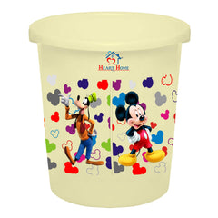Heart Home Disney Team Mickey Print Plastic Dustbin/ Garbage Bin/ Waste Bin, 5 Liters (Cream) -HS_35_HEARTHS17322