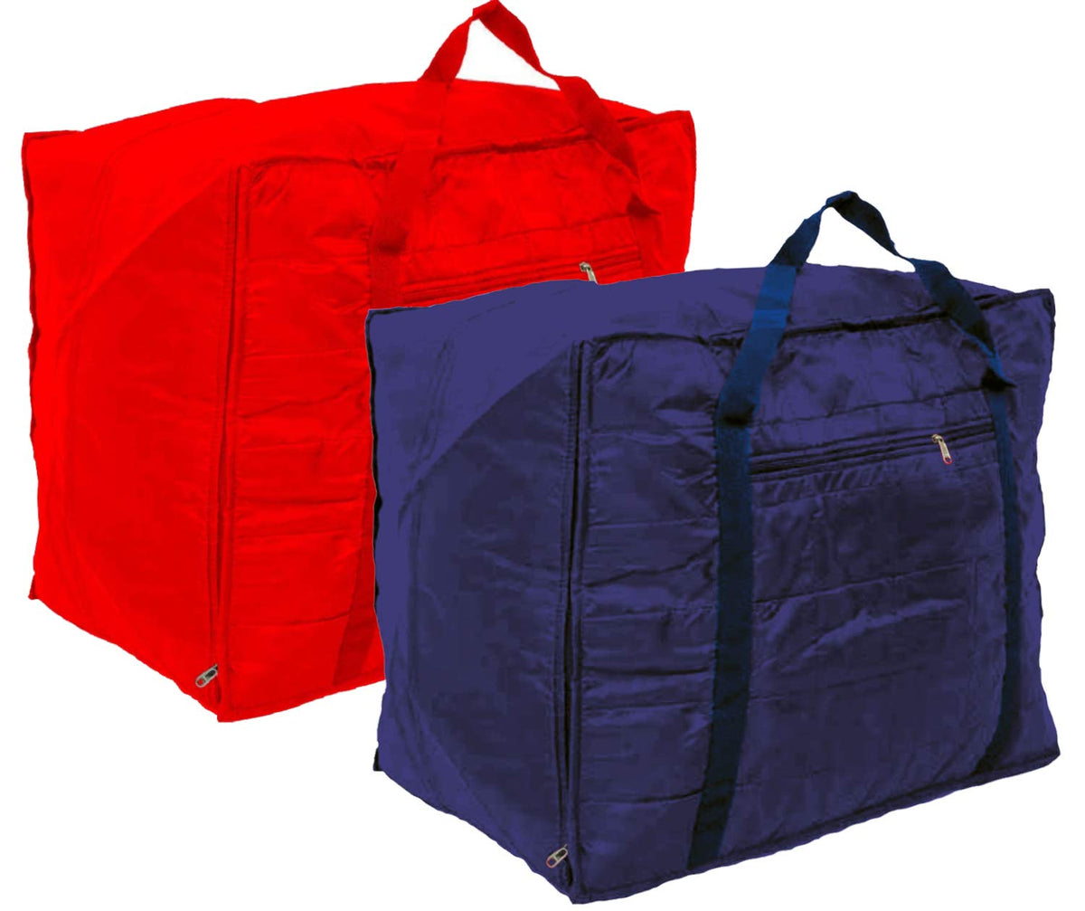 Kuber Industries Parachute 2 Pieces Jumbo Attachi Bag Travel Handbag Storage Carrying Bag, Blanket Cover, Duffle, Travel Multi-Purpose Bag (Red & Blue) CTKTC034710