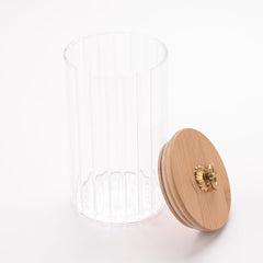 Heart Home Glass Jar | Multi-Utility Kitchen Organizer | Airtight Bamboo Lid | Food Storage Jar with Metal Loop | Cookies Storage Jar | 820 ML | LP020 | Transparent