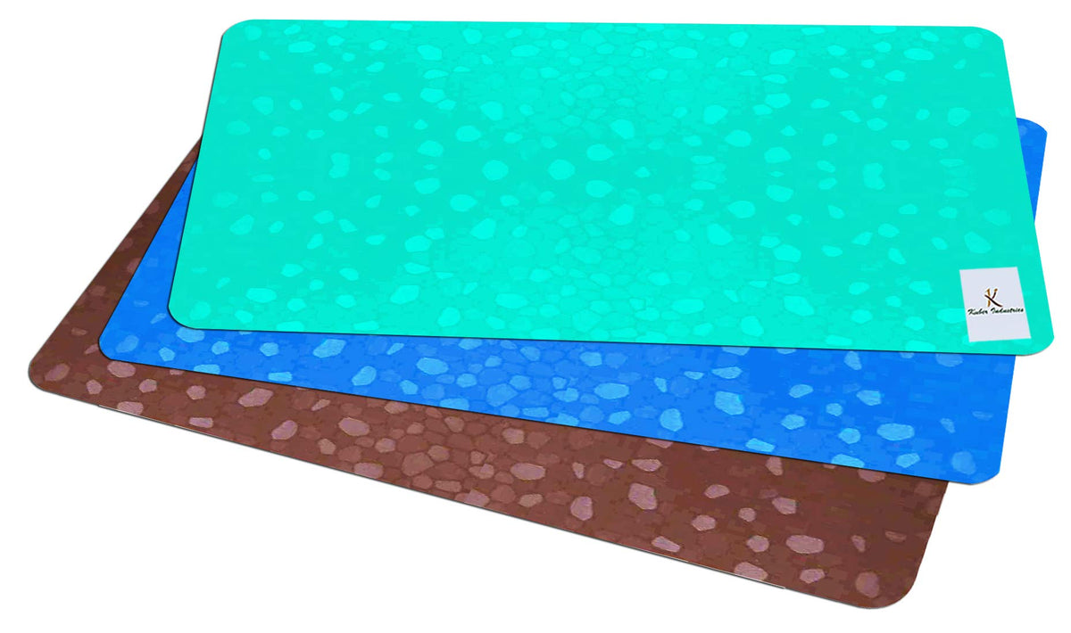 Kuber Industries Diamond Design 3 Pieces PVC Refrigerator/Fridge Multipurpose Drawer Mat Set(Brown, Blue, & Green)-CTKTC32393