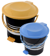 Kuber Industries 2 Pieces Plastic Dustbin Garbage Bin with Handle,5 LTR & 10 LTR (Yellow & Blue) -CTKTC38058