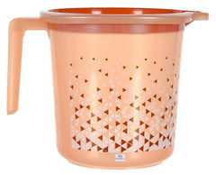 Heart Home Tinted Print Multiuses Leightweight, Unbreakable Strong Plastic Bathroom Mug 1.5 Litre- Pack of 6 (Brown)-46HH0234